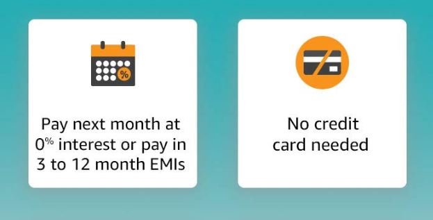 Amazon pay later offers | Buy now and pay next month or up to 12 EMIs
