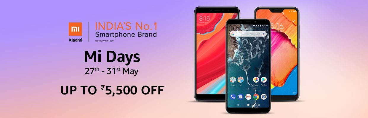 Mi Days 27-31 may : on Mobiles, TVs etc upto Rs.5500 off