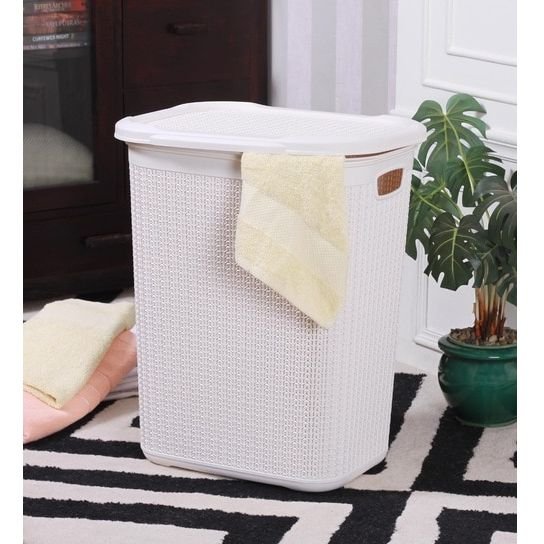 All Time Cresta Knit 50 Ltr Laundry Basket with Lid