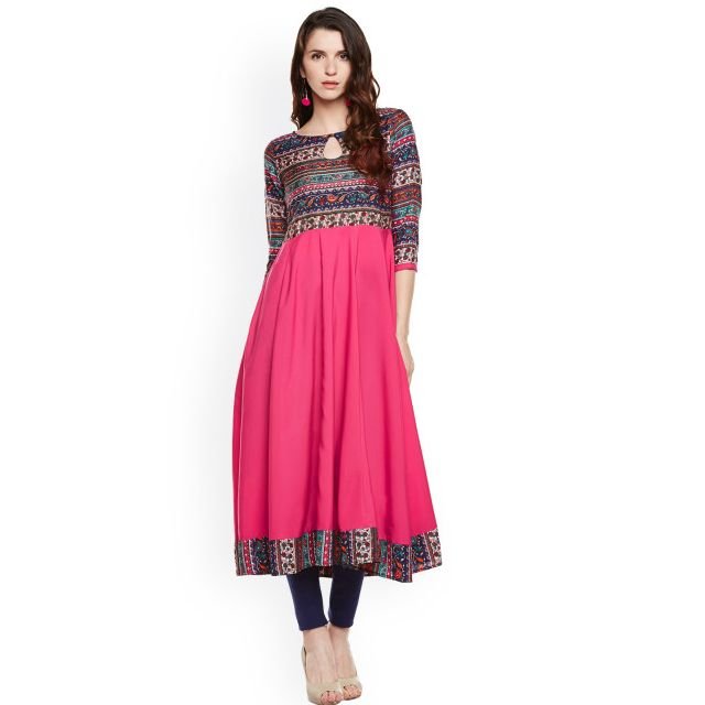 Azira Women Pink Printed Anarkali Kurta