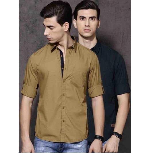 Roadster Navy Blue Solid Casual Shirts Pack Of 2