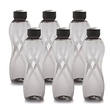 Cello Twisty PET Bottle Set, 1000ml, Set of 6, Black