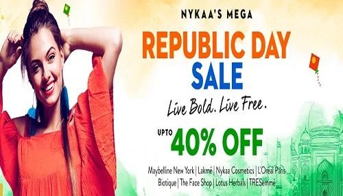 Nykaa's Mega Republic Day Sale : Upto 40% Off on Popular Brands