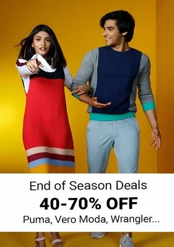 Flipkart End of Season Deals: 40% -70% Off Fashion Top Brands