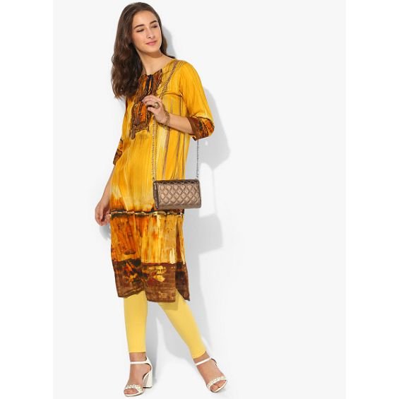 Shree Women's Yellow Printed Kurta