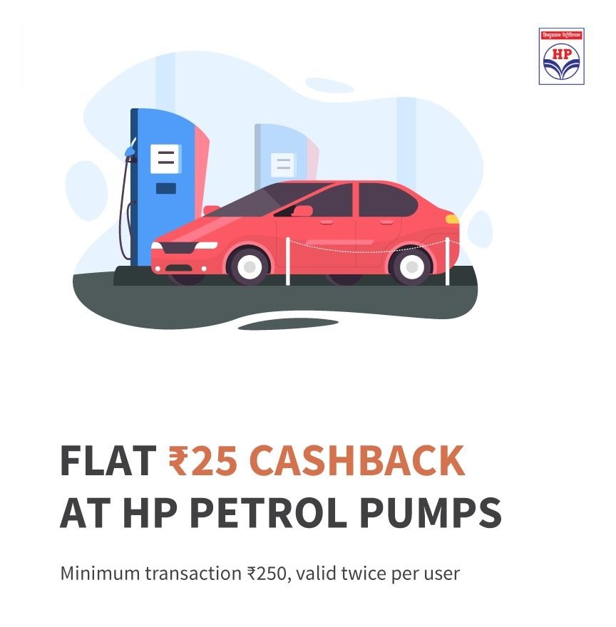Flat Rs.25 Cashback Upto Rs.250 On HP Petrol Pumps Via Freecharge