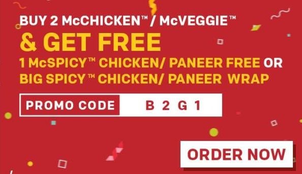 Buy 2 Mcchicken/Mcveggie And Get 1 Mcspicy Chicken/Paneer Free