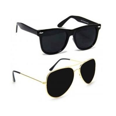 Wrode Combo Of Aviator Wayfarer Sunglasses (Black)