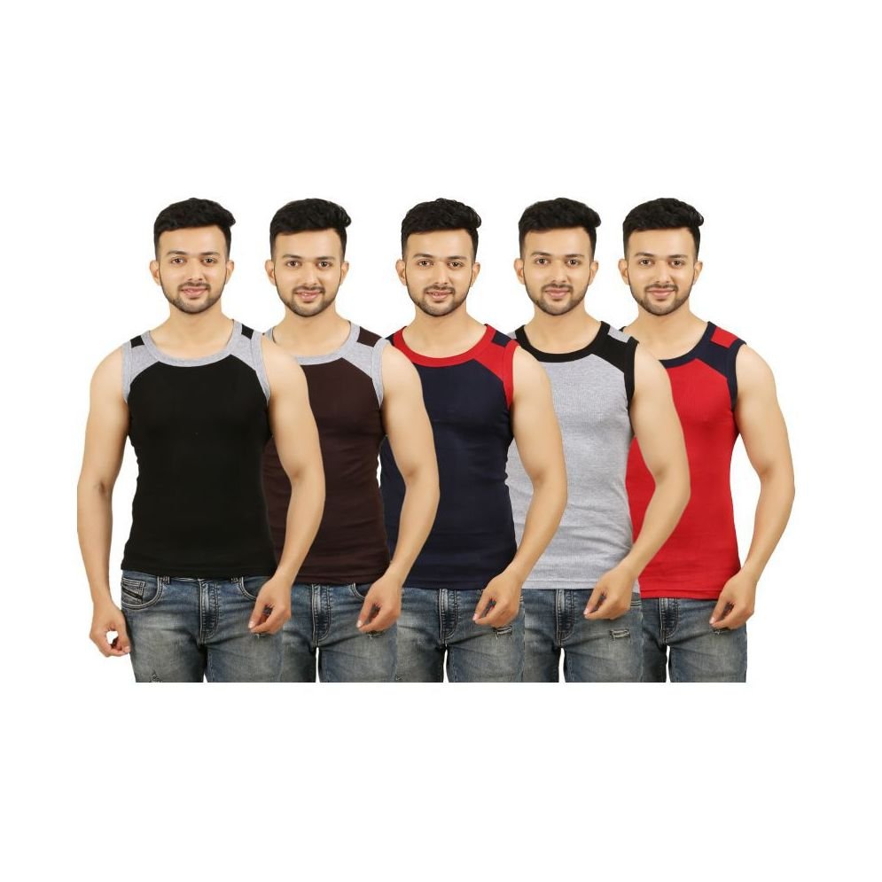 Sixer Multi Sleeveless Vests Pack of 5