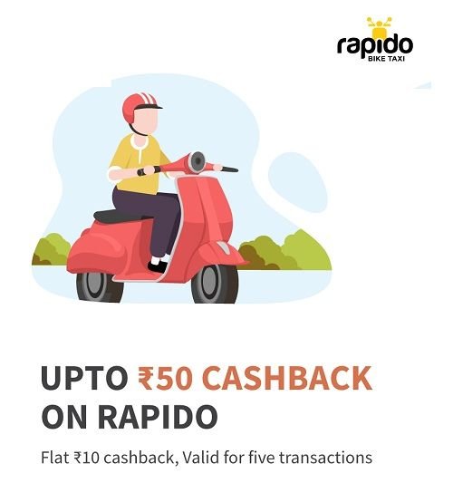 Get Upto Rs.50 Cashback On Rapido Via Freecharge