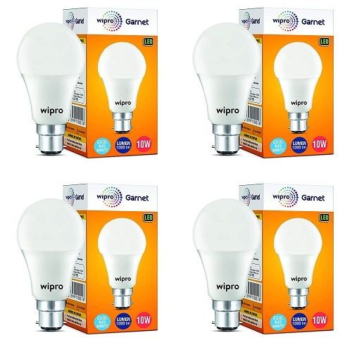 Wipro Garnet Base B22 10-Watt LED Bulb (Pack of 4) @ Rs.399
