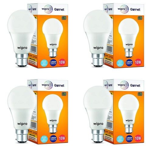 Wipro Garnet Base B22 10-Watt LED Bulb (Pack of 4) @ Rs.399