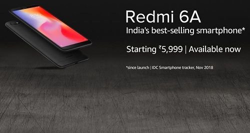 Redmi 6A (16GB, 2GB RAM) @ Rs.5999