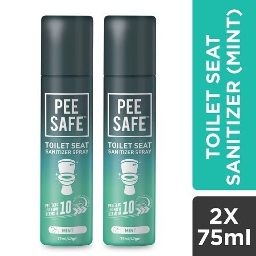 PeeSafe Toilet Seat Sanitizer (Mint) - 75 ml, Pack of 2