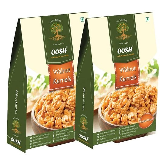 Oosh Premium California Walnut Kernel Halves, Pack Of 2