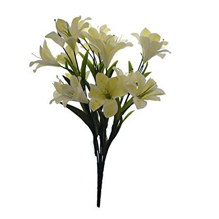 Fourwalls Synthetic Fabric Artificial Lily Flower Bunch (21 Flower Heads)