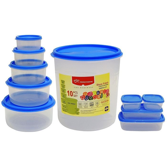 Princeware SF Package Container Set, 10-Pieces, Blue