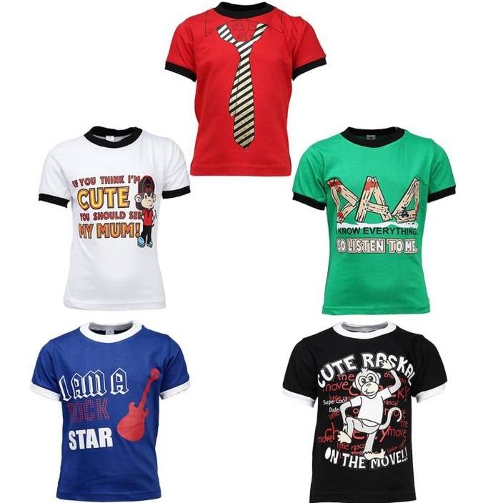 Gkidz Boys Printed T Shirt (Multicolor, Pack of 5) + 15% Cashback
