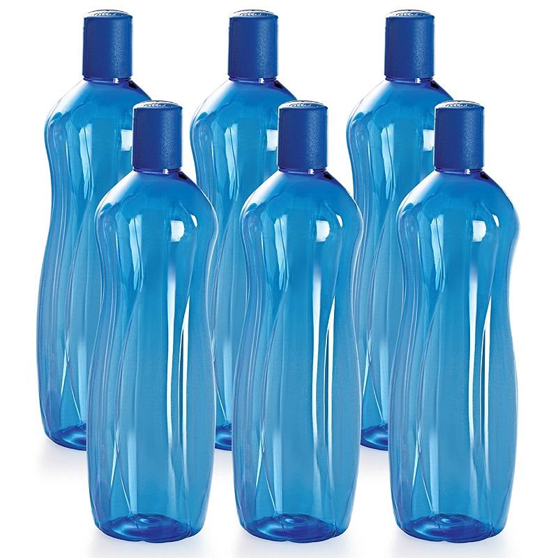 Cello Sipwell PET Bottle Set, 1 Litre, Set of 6, Blue