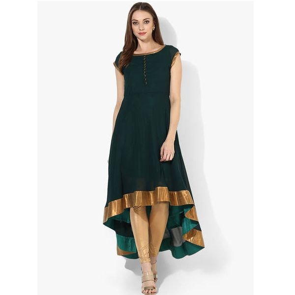 MBE Green Solid Anarkali Suit For Women