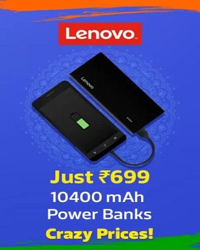Crazy Prices: Lenovo 10400 mAh Power Bank Just Rs.699