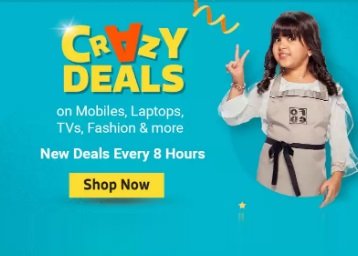 Flipkart Crazy Deal : Upto 90% off on Mobiles, Laptop & more