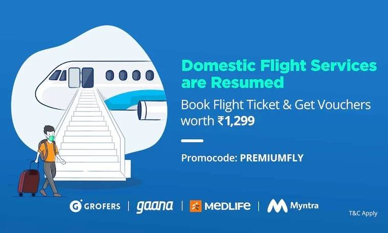 Book Domestic Flight and Earn FREE Worth Rs. 1299 Gift Voucher