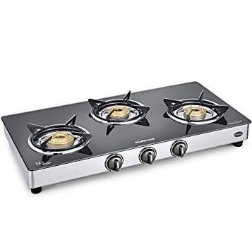 Eveready Stainless Steel 4 Burner Glass-Top Gas Stove Rs. 2999- amazon