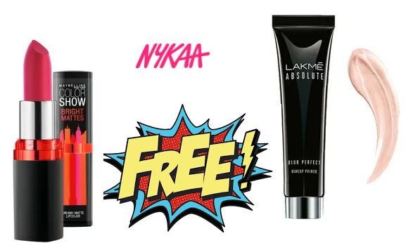 FREE Maybelline Lipstick, Primer, Day Cream @ Nykaa