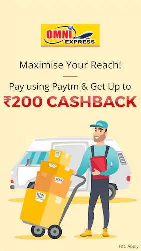 Upto Rs.200 Cashback on pay using Paytm at Omni Express