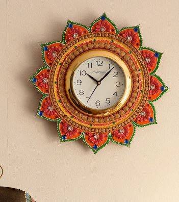 White Dial Wooden Indian Handcrafted Analogue Wall Clock