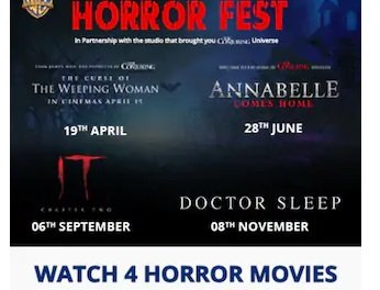 Horror Fest Pass - 100% cashback on 4 horror movies