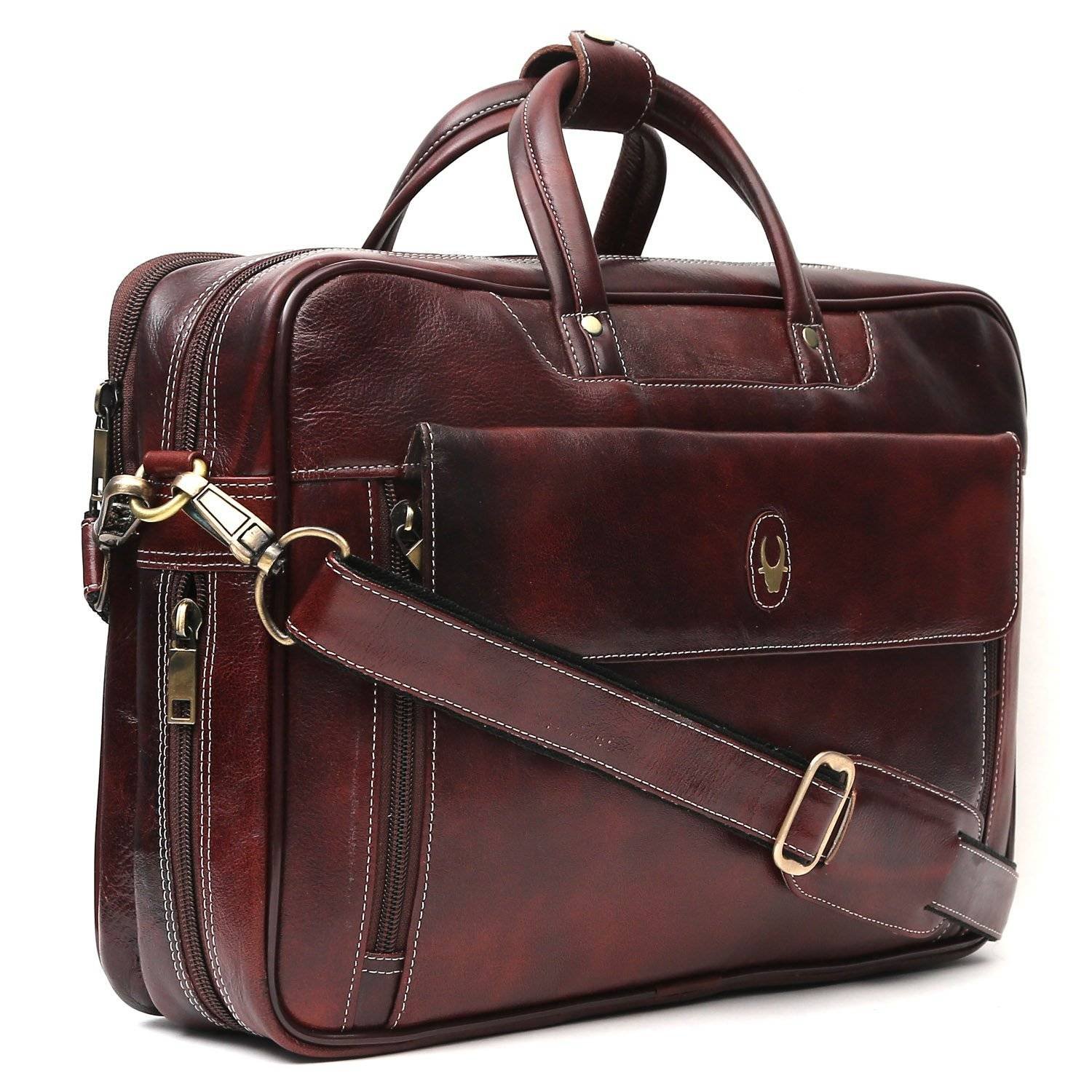 Buy Genuine Leather Brown 16 inch Men's Laptop Messenger Bag