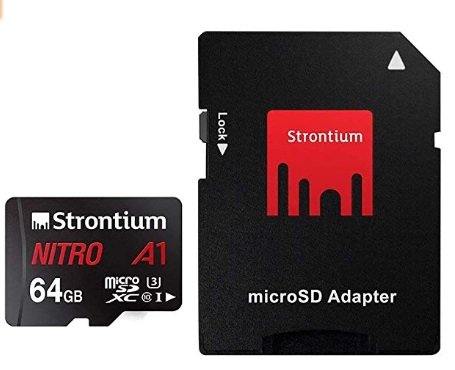 Strontium 64GB Micro Memory Card + Adapter @ 559