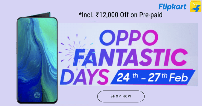 Get Rs. 12,000 OFF on OPPO Reno 10x on online prepaid offer
