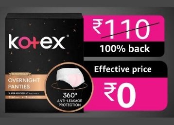 100% Cashback On Kotex Periodwear Overnight Panties (2 count)