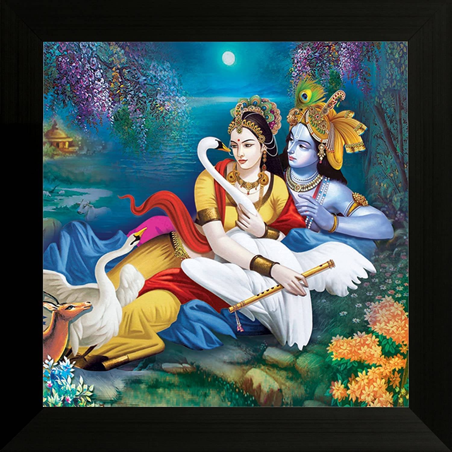 SAF UV Textured Radha Krishna Religious Framed Painting