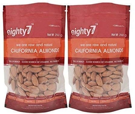 Eighty7 California Almonds - Pack of 2(250 GMS Each), 500g