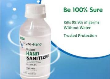 Pure-Hand Alcohol Based Hand Sanitizer 100 ml (Pack of 5) at Rs. 245